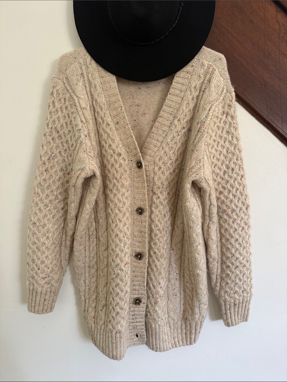 Cozy Cream Cable Knit Button-Up Cardigan Sweater S/M